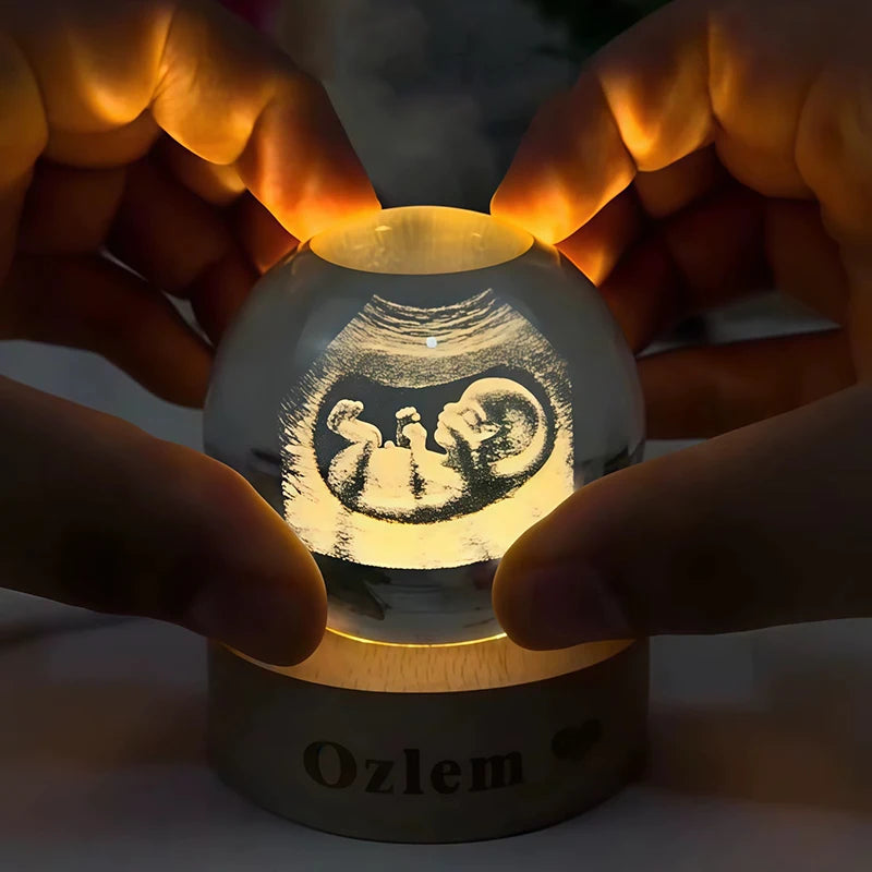 Hot Sell B Ultrasound Baby Photo Personalized Crystal Ball 2D Laser Engraving Baby Photo Glass Sphere Souvenir  Home Decor