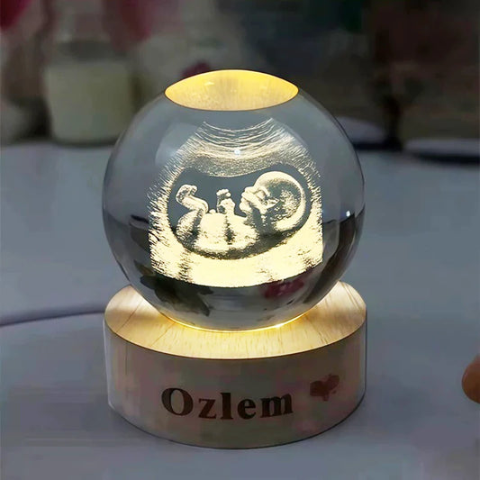 Hot Sell B Ultrasound Baby Photo Personalized Crystal Ball 2D Laser Engraving Baby Photo Glass Sphere Souvenir  Home Decor